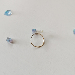 14kgf サイズフリー CUBE ring Opal×pearl 6枚目の画像