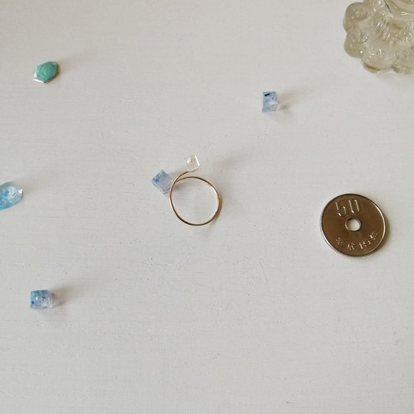 14kgf サイズフリー CUBE ring Opal×pearl 7枚目の画像