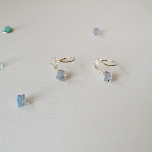 14kgf サイズフリー CUBE ring Opal×pearl 8枚目の画像