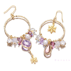雪地和寶石耳環/耳釘（pink violet） 第1張的照片