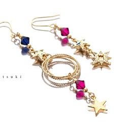 【售完即止】Pleiades Star Earrings / Earrings (Asymmetry) Navy Blue x 第2張的照片