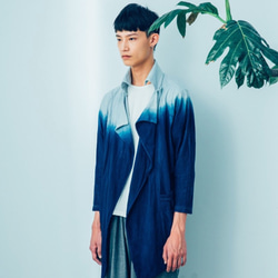 I . A . N Design 淺灰立領版型外套 漸層藍染 有機棉 Organic Cotton 第3張的照片