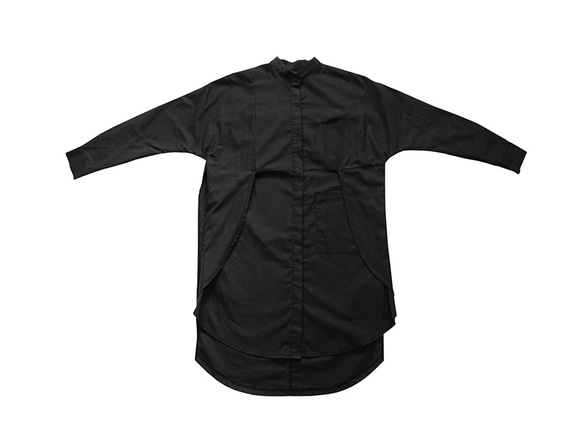 I Nデザインセミ - 。襟長い黒の綿のシャツオーガニックオーガニックコットン 9枚目の画像