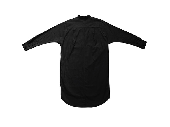 I Nデザインセミ - 。襟長い黒の綿のシャツオーガニックオーガニックコットン 10枚目の画像