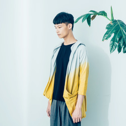 I . A . N Design 淺灰連帽口袋版型外套 山梔子漸層染 天然染 有機棉 Organic Cotton 第2張的照片