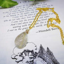 Impression】ゴールドルチルクォーツ ドロップ ペンダント シルバーB