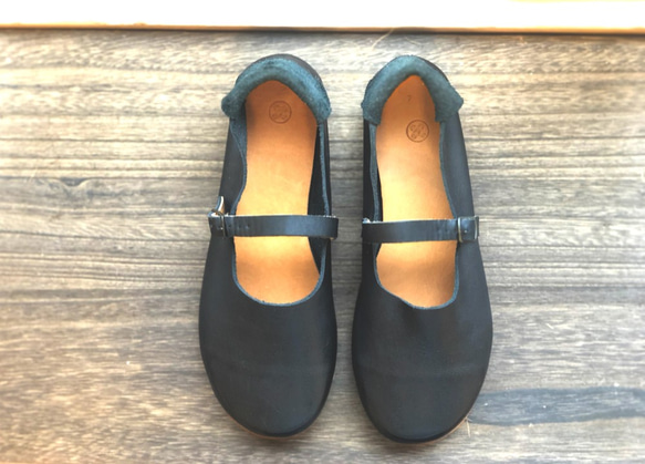 ハンドメイドシューズ クスノキシューズ「元町」ブラック 3枚目の画像