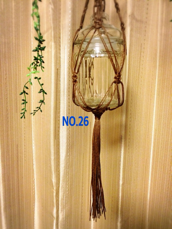 NO.26 マクラメプラントハンガー 茶麻紐 50cm 5枚目の画像