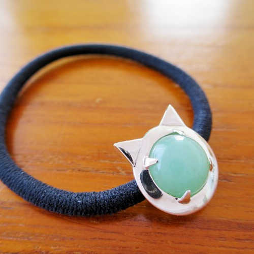 ﾈｺ型 天然石ｱﾍﾞﾝﾁｭﾘﾝ&ｼﾙﾊﾞｰ925製ﾍｱｺﾞﾑﾁｬｰﾑ ヘアゴム TABUMAU 通販