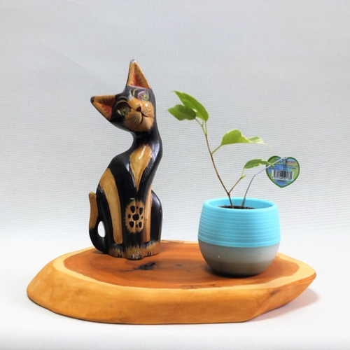 天然木花台・飾り台 KD-20 一位斜め輪切り その他インテリア雑貨