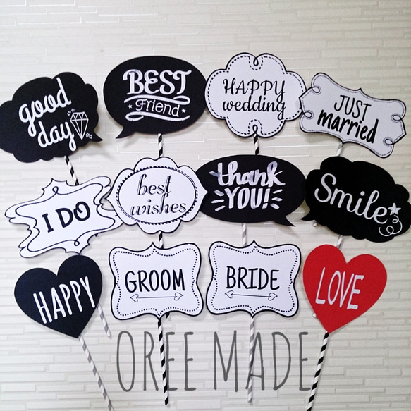 結婚式♡フォトプロップス12本セット☺︎︎✩ ウェディング フォトプロップス12本セット☆ フォトプロップス