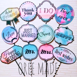 結婚式♡フォトプロップス12本セット(*ˊ˘ˋ*)。♪:*° ウェディングフォトプロップス12本セット☆ フォトプロップス
