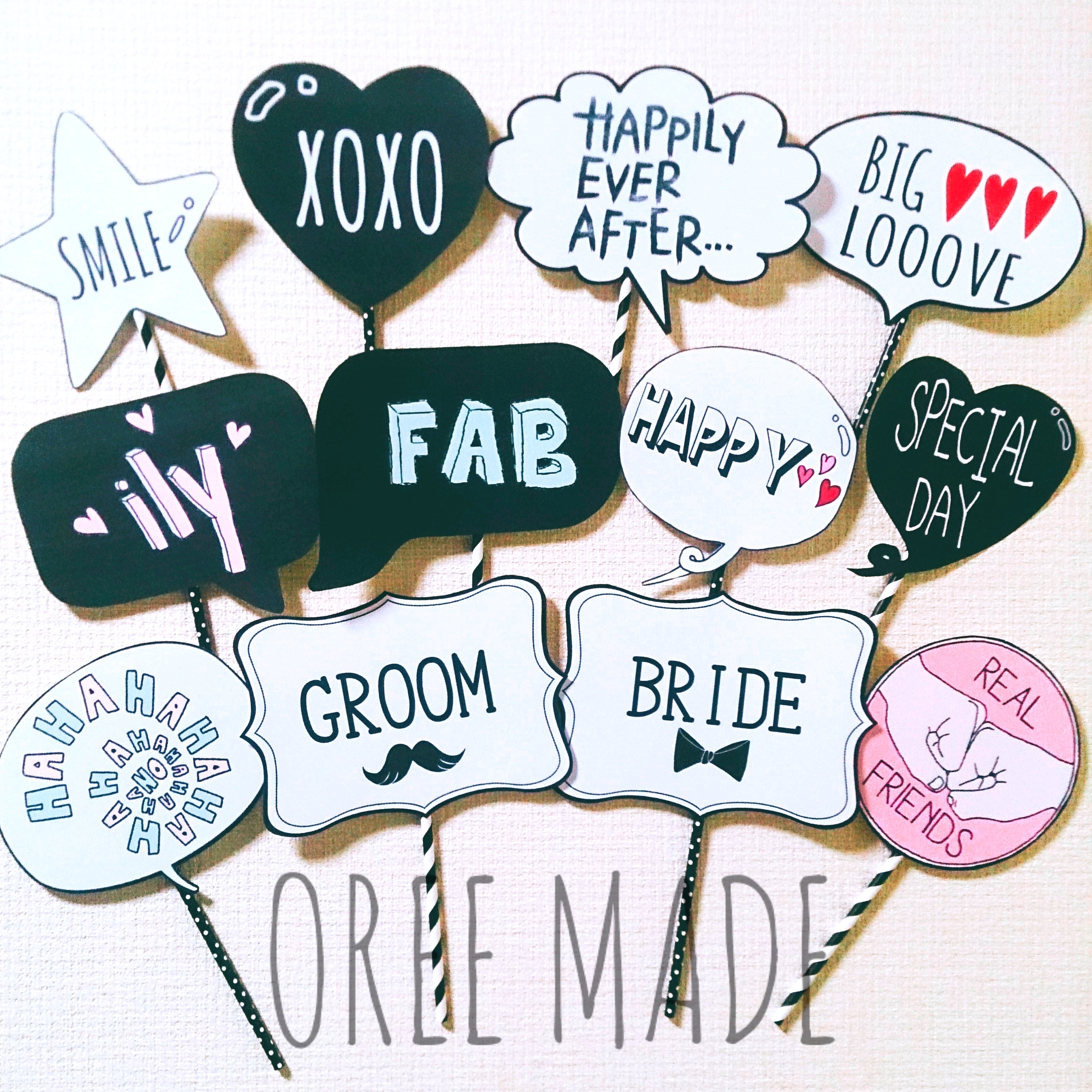 結婚式♡フォトプロップス12本セット(*ˊ˘ˋ*)。♪:*° ウェディングフォトプロップス12本セット☆ フォトプロップス