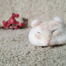 元の羊毛が溶融モチマウス白石（オプショングレー・ホワイトゴマ餅マウスモデル/白褐色ピーナッツ餅マウスモデル）フェルト 2枚目の画像