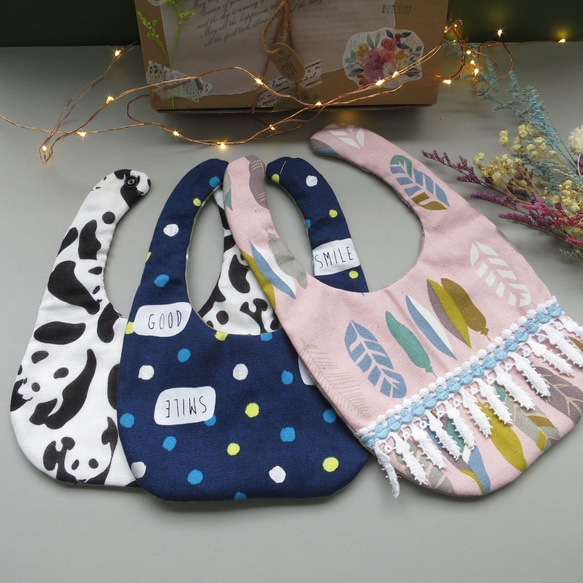 手工圍兜兜-好寶寶標籤+點點藍 第3張的照片