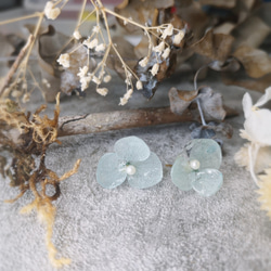 經典系列--素雅單朵繡球花款耳環-水藍 第1張的照片