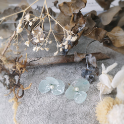 經典系列--素雅單朵繡球花款耳環-水藍 第2張的照片