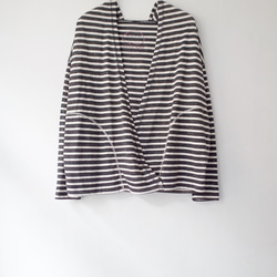 Stripe Hooded Blouse - Black 5枚目の画像