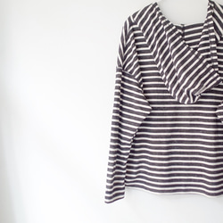 Stripe Hooded Blouse - Black 6枚目の画像