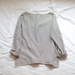 Black cotton stripe long sleeve top - Pink Dot 2枚目の画像