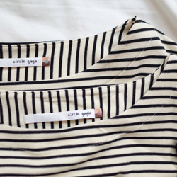 Black cotton stripe long sleeve top - Pink Dot 4枚目の画像