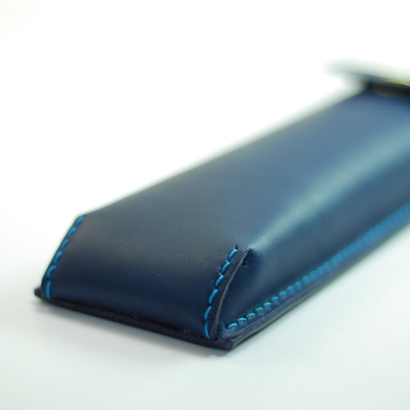 日式筆袋 真皮手縫 (藍色) 第9張的照片