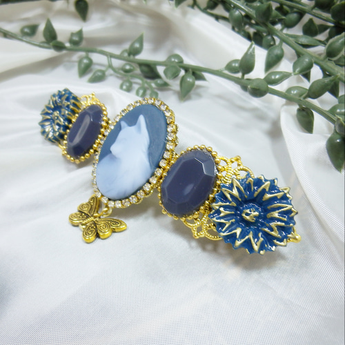 メランコリック】猫のカメオ ゴシックゴールドバレッタ バレッタ Ir