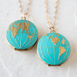 『新作』グローブネックレス LeChaim ブルー Globe World Gold Necklace 9枚目の画像