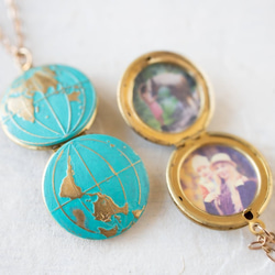 『新作』グローブネックレス LeChaim ブルー Globe World Gold Necklace 10枚目の画像