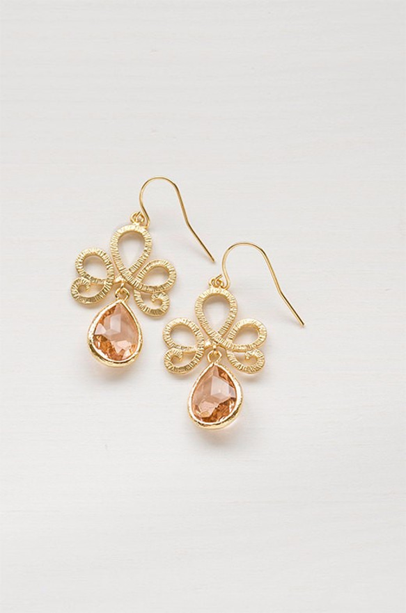 シャンパン ピアス Gold Filigree with Peach Champagne Glass Pierce 2枚目の画像