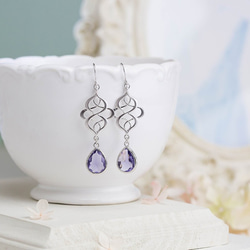 銀f絲和紫水晶石耳環-紫水晶紫耳環 第2張的照片