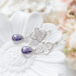 銀f絲和紫水晶石耳環-紫水晶紫耳環 第4張的照片