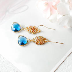 LeChaim珠寶金吊飾和藍寶石藍色玻璃滴 第2張的照片