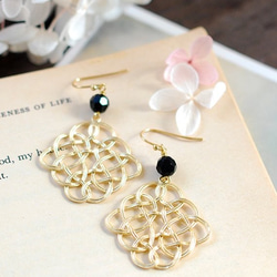 LeChaim珠寶黑色On瑪瑙水晶和花絲飾物耳環 第2張的照片