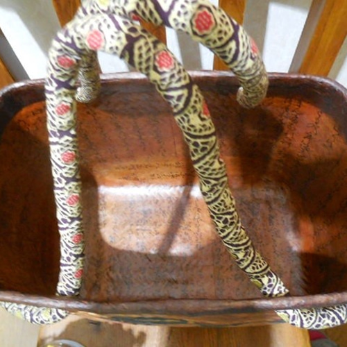 一閑張りバック 浮世絵 お買い物バックにも かごバッグ ボタニーアート