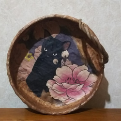 黒猫の一閑張り　小物入れに！ミモザハンドメイド 1枚目の画像