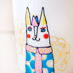 マグカップ（猫pink+blue） 2枚目の画像