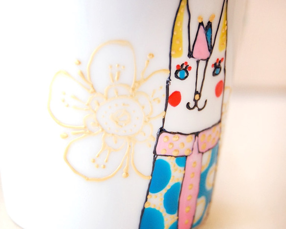 マグカップ（猫pink+blue） 3枚目の画像