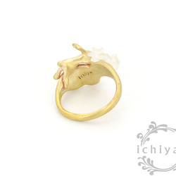 花兔子戒指（大）由水晶，玫瑰石英，黃銅製成 第5張的照片