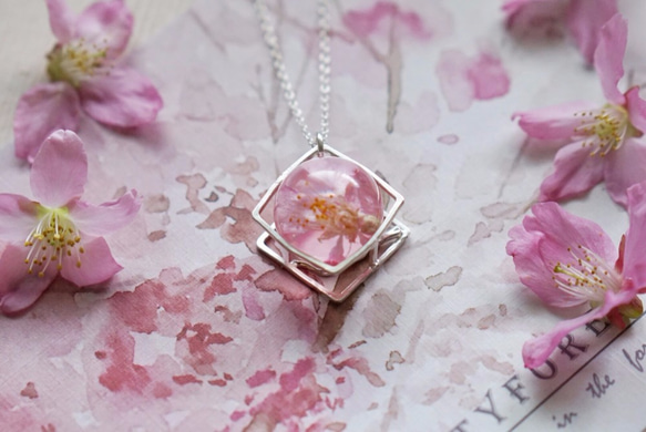 桜の季節 - 春の桜夢のようなマーブル限定シリーズは、//シルバー925の純銀製のネックレス 1枚目の画像