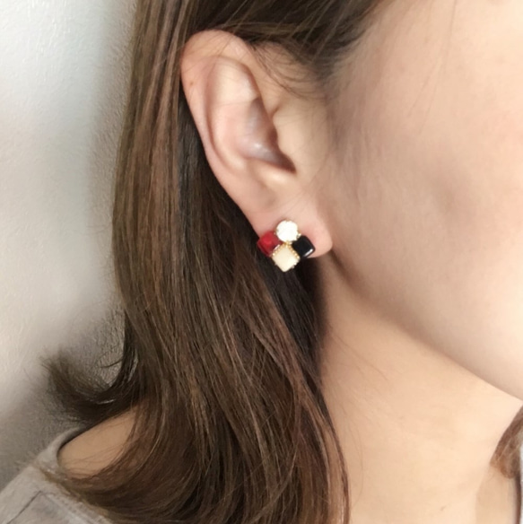 tile earrings 耳環・耳夾式耳環（薰衣草） 第4張的照片