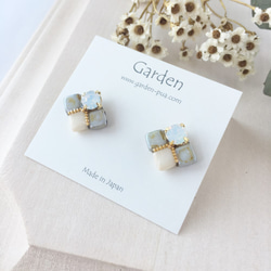 tile earrings khaki 第2張的照片