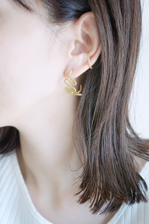 耳夾「基本款」金色（黃銅）男女通用款 第4張的照片