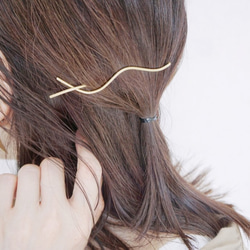 黃銅耳環 x 髮夾協調套裝 第2張的照片