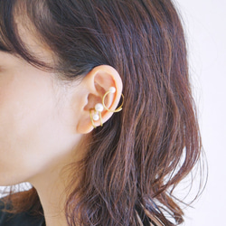 黃銅製成的 2way 耳套/戒指“珍珠” 第3張的照片