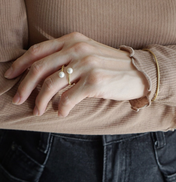 開口式耳環/耳夾「珍珠」2合1 第1張的照片