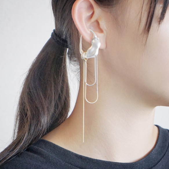 Lumber.s 耳夾，左右手通用，蛇形鏈，銀色 第2張的照片