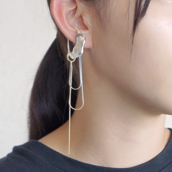 Lumber.s 耳夾，左右手通用，蛇形鏈，銀色 第1張的照片