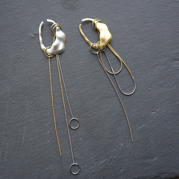 Lumber.s 耳夾，左右手通用，蛇形鏈，銀色 第6張的照片