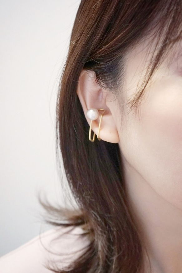 [黃銅/一隻耳朵規格] 耳夾/耳環「互相」一隻耳朵耳環 第4張的照片